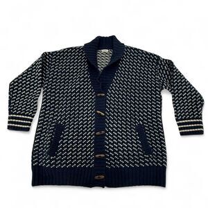 L.L. Bean Navy and White Cardigan Sweater